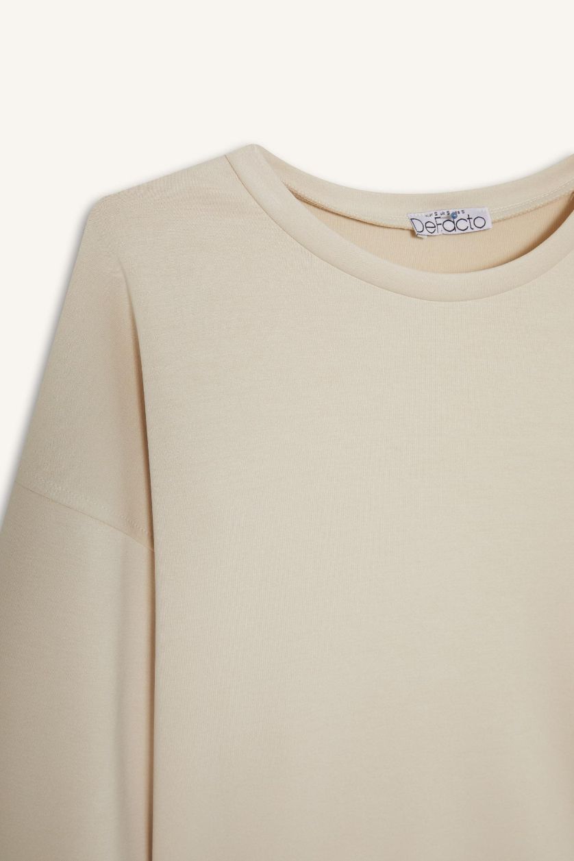 Женщины Слоновая кость Свитшот с круглым вырезом из модала для женщин