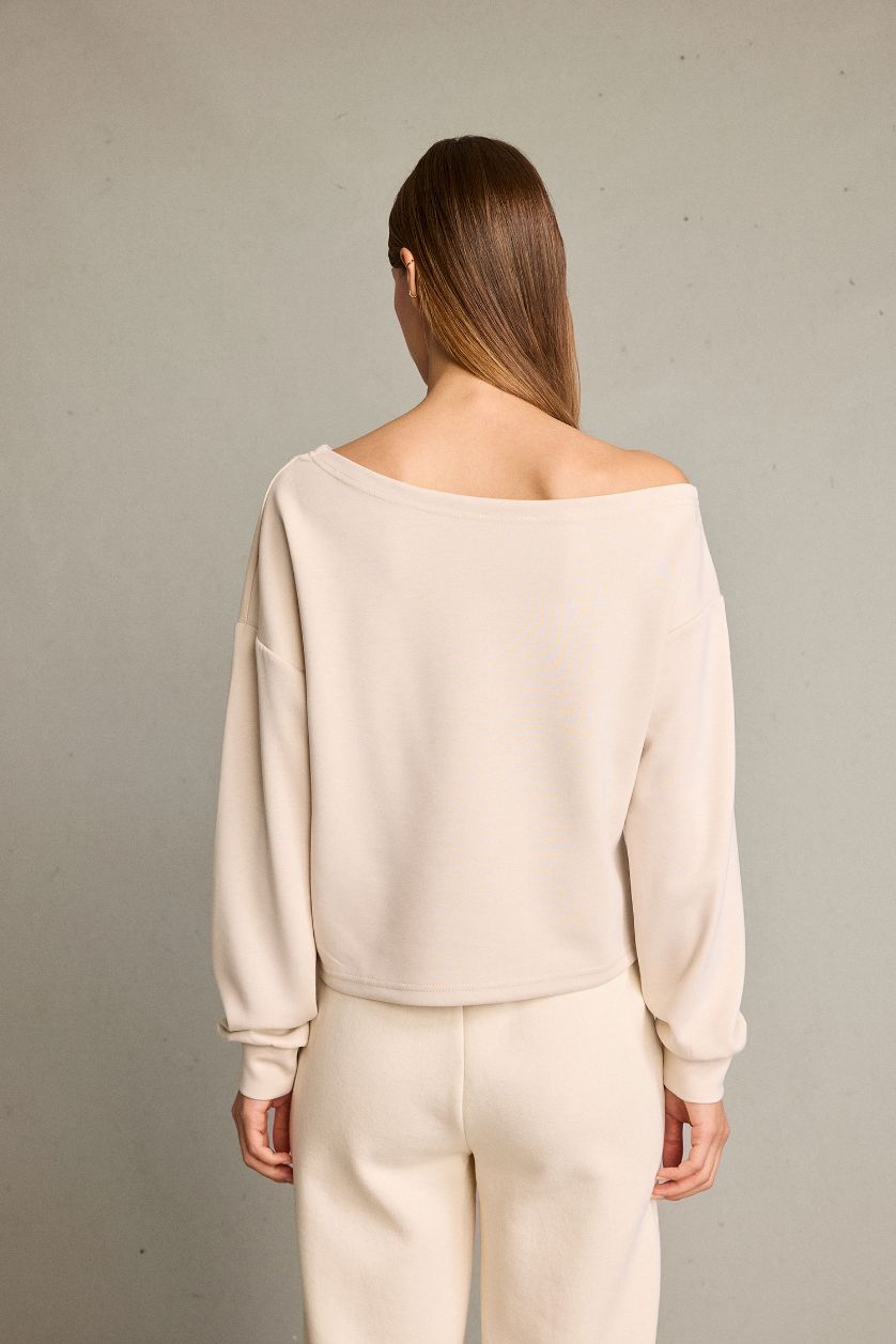 Kadın Taş Kayık Yaka Modal Sweatshirt