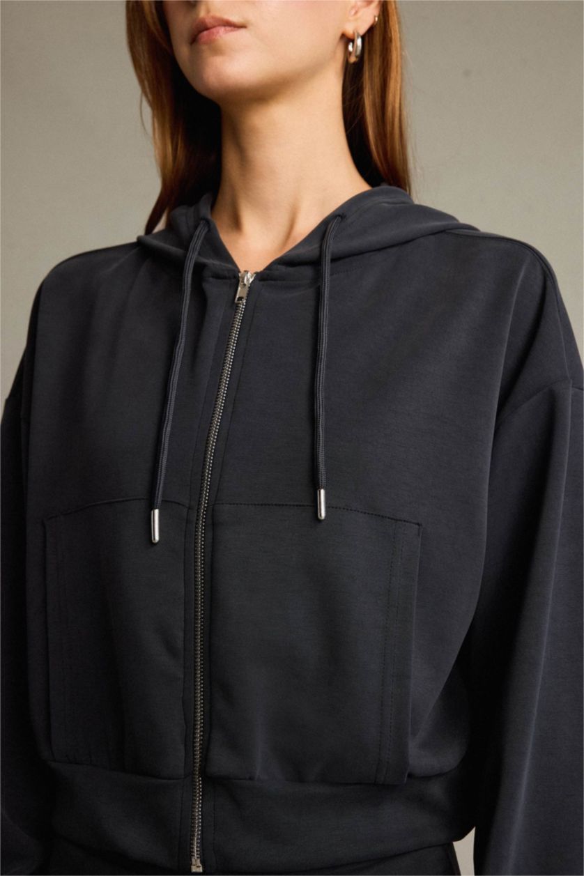 Женщины Антрацит Свитшот с капюшоном из модала для женщин