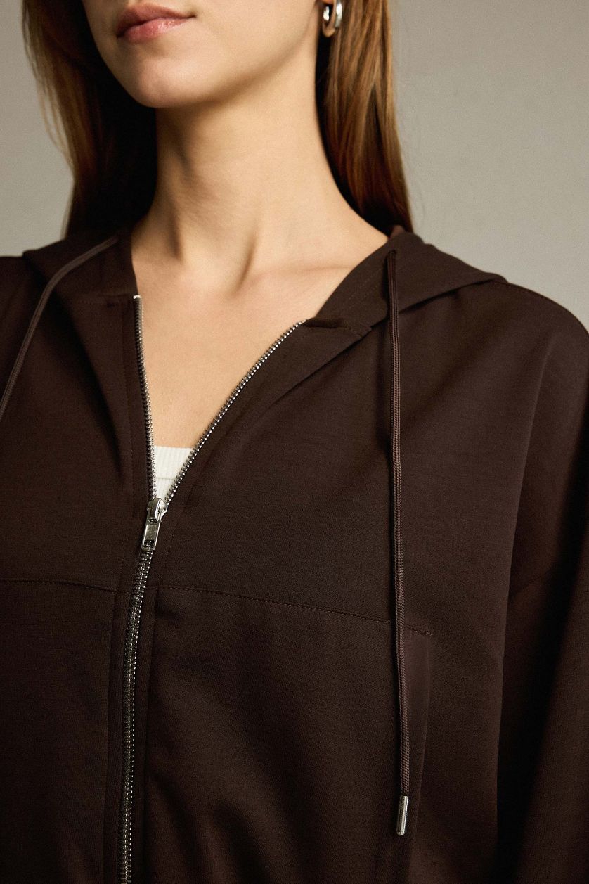 نساء بني سويت شيرت بغطاء للرأس بسحاب