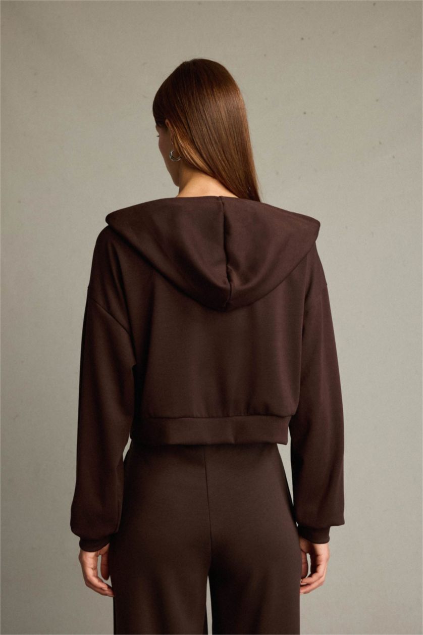 نساء بني سويت شيرت بغطاء للرأس بسحاب