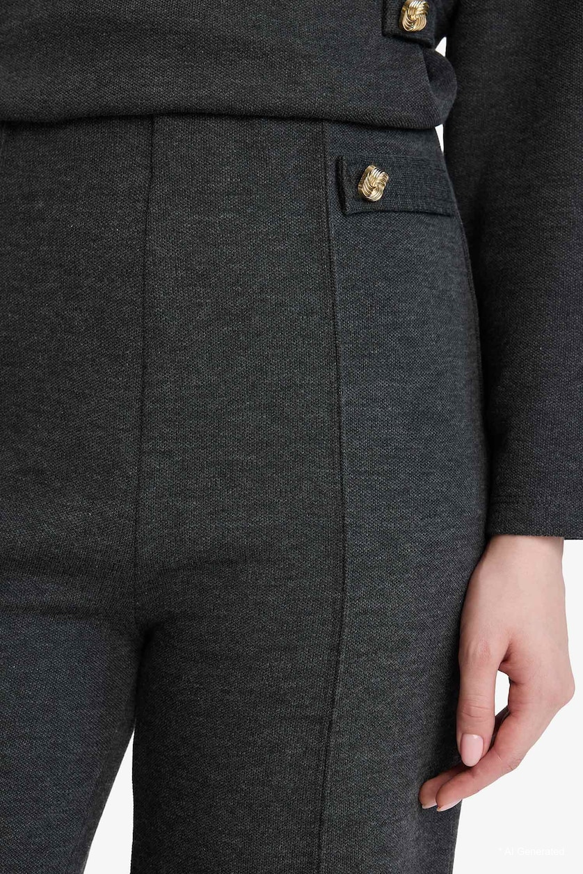WOMAN Anthracite Straight Fit Pique Trousers