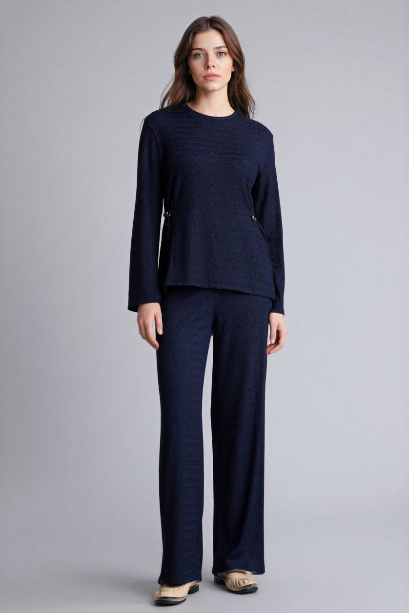 Woman NAVY Straight Fit Regular Hem Trousers