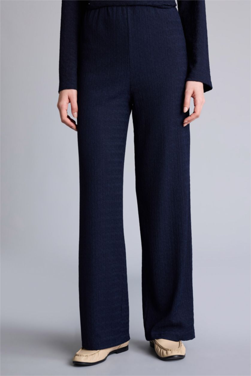 Woman NAVY Straight Fit Regular Hem Trousers