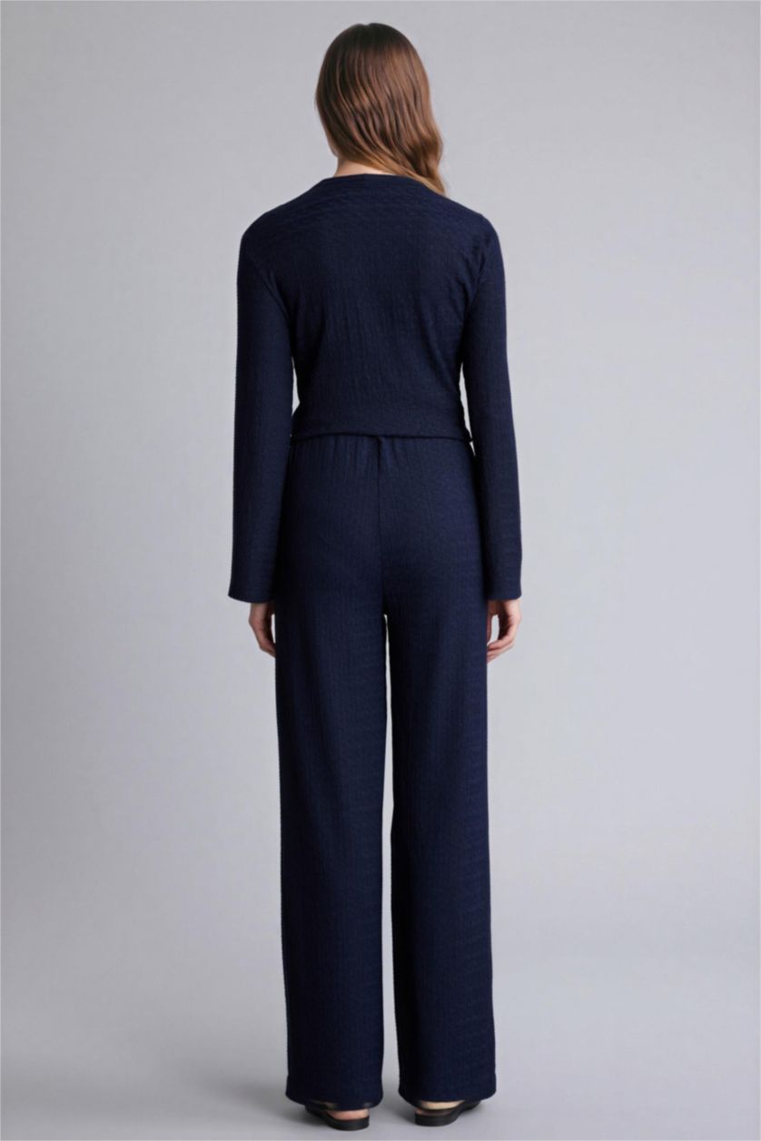 WOMAN NAVY Straight Fit Regular Hem Trousers