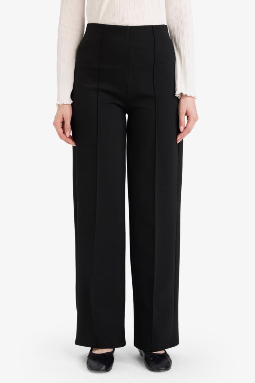 WOMAN Black Straight Wide Leg Trousers