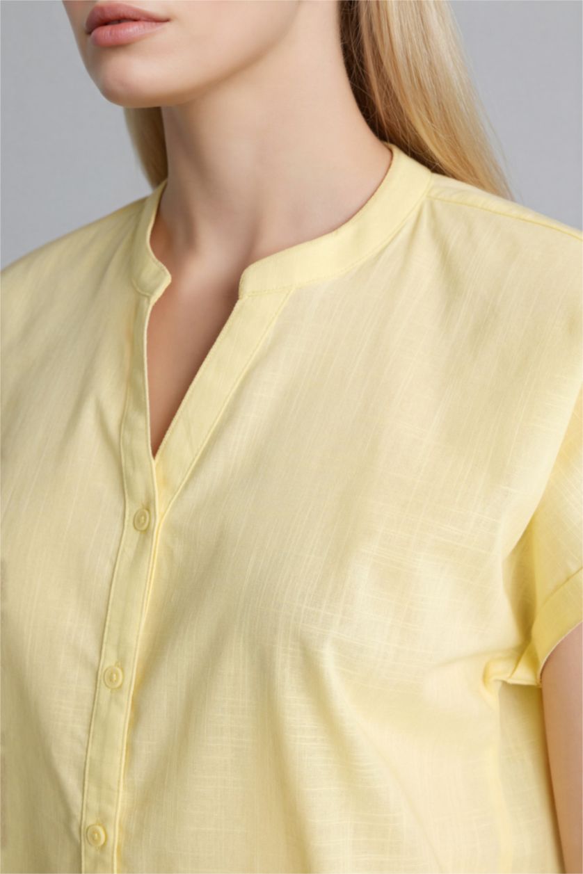 Женщины Желтый Short Sleeve Shirt