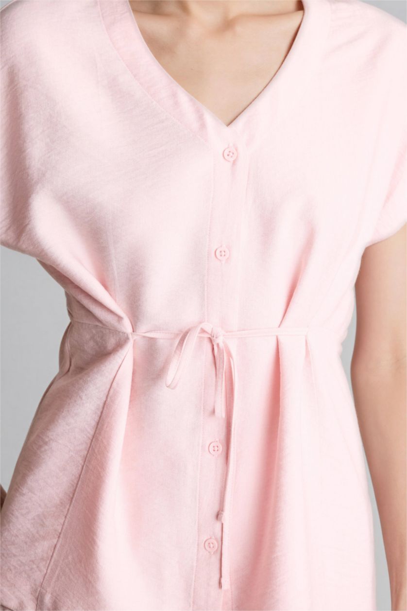 Женщины Светло-розовый Relax Fit Short Sleeve Shirt