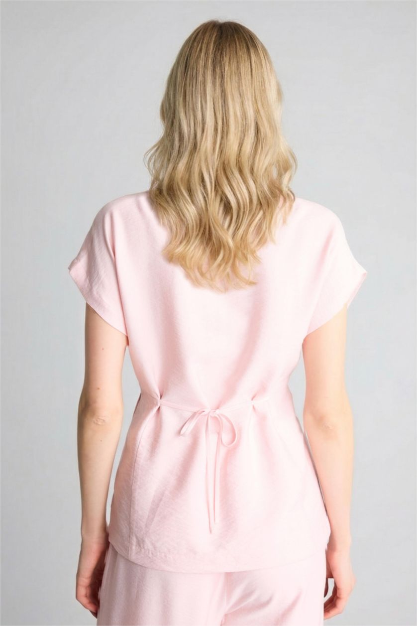 Женщины Светло-розовый Relax Fit Short Sleeve Shirt