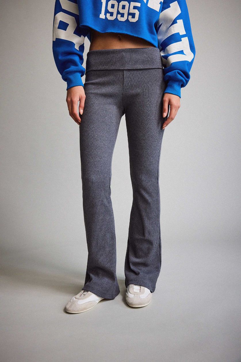 WOMAN Anthracite Folded Waist Knit Trousers