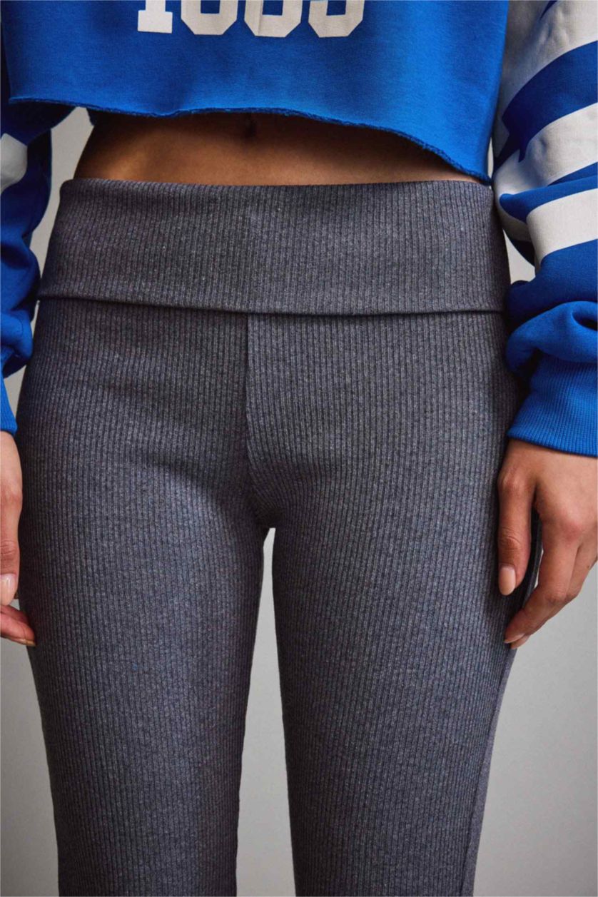 WOMAN Anthracite Folded Waist Knit Trousers