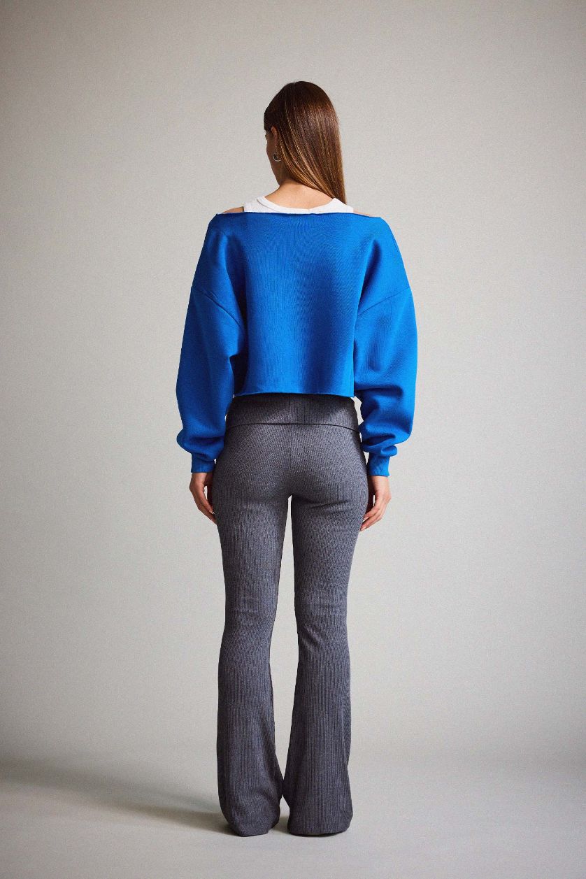 WOMAN Anthracite Folded Waist Knit Trousers