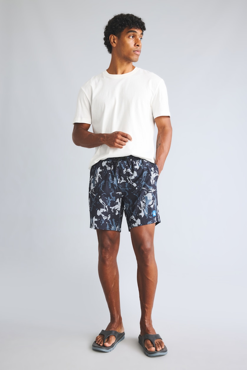 Men Black Regular Fit Swim Shorts