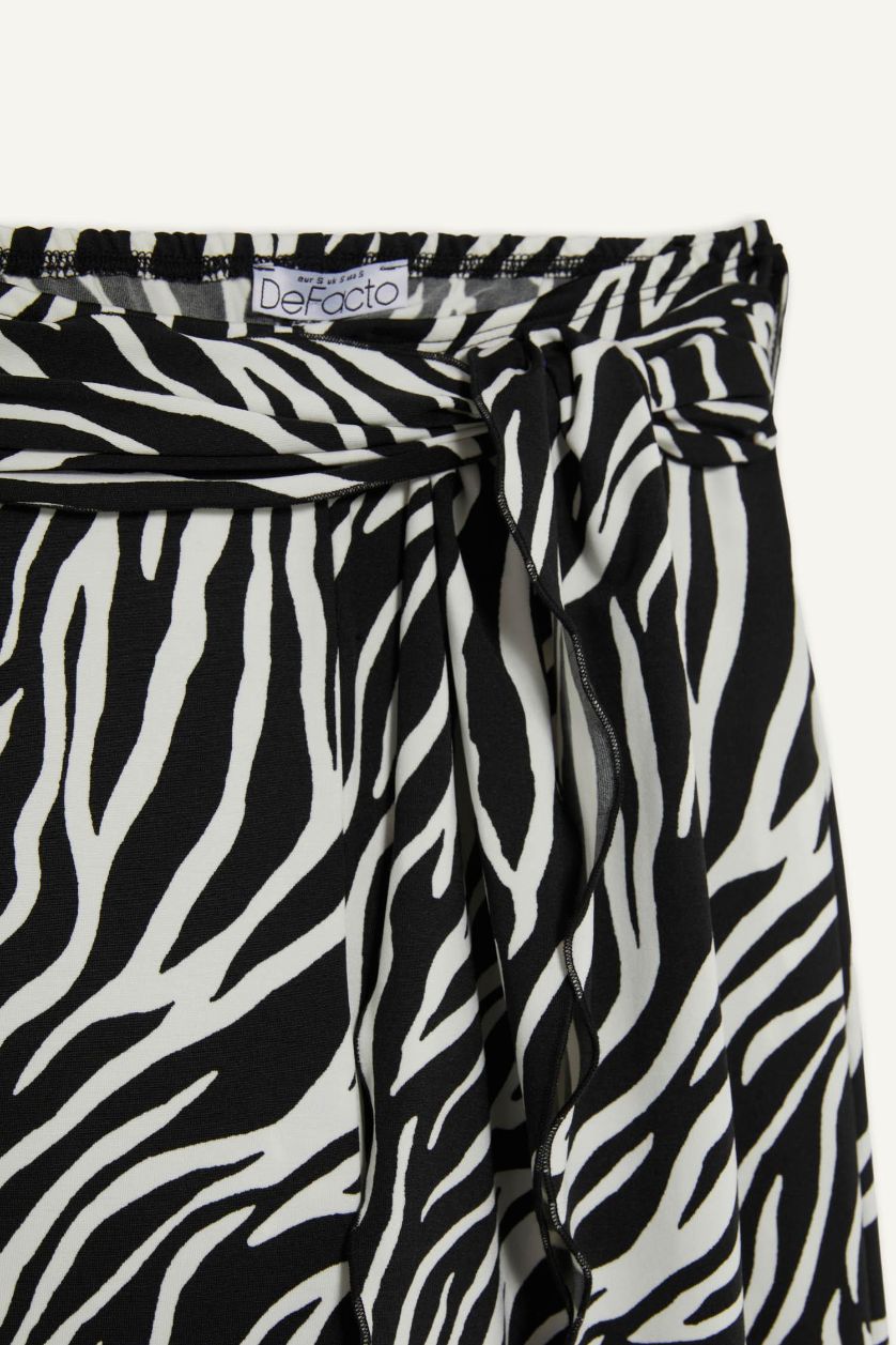 FEMME Noir Pantalon évasé imprimé zèbre Coupe ajustée