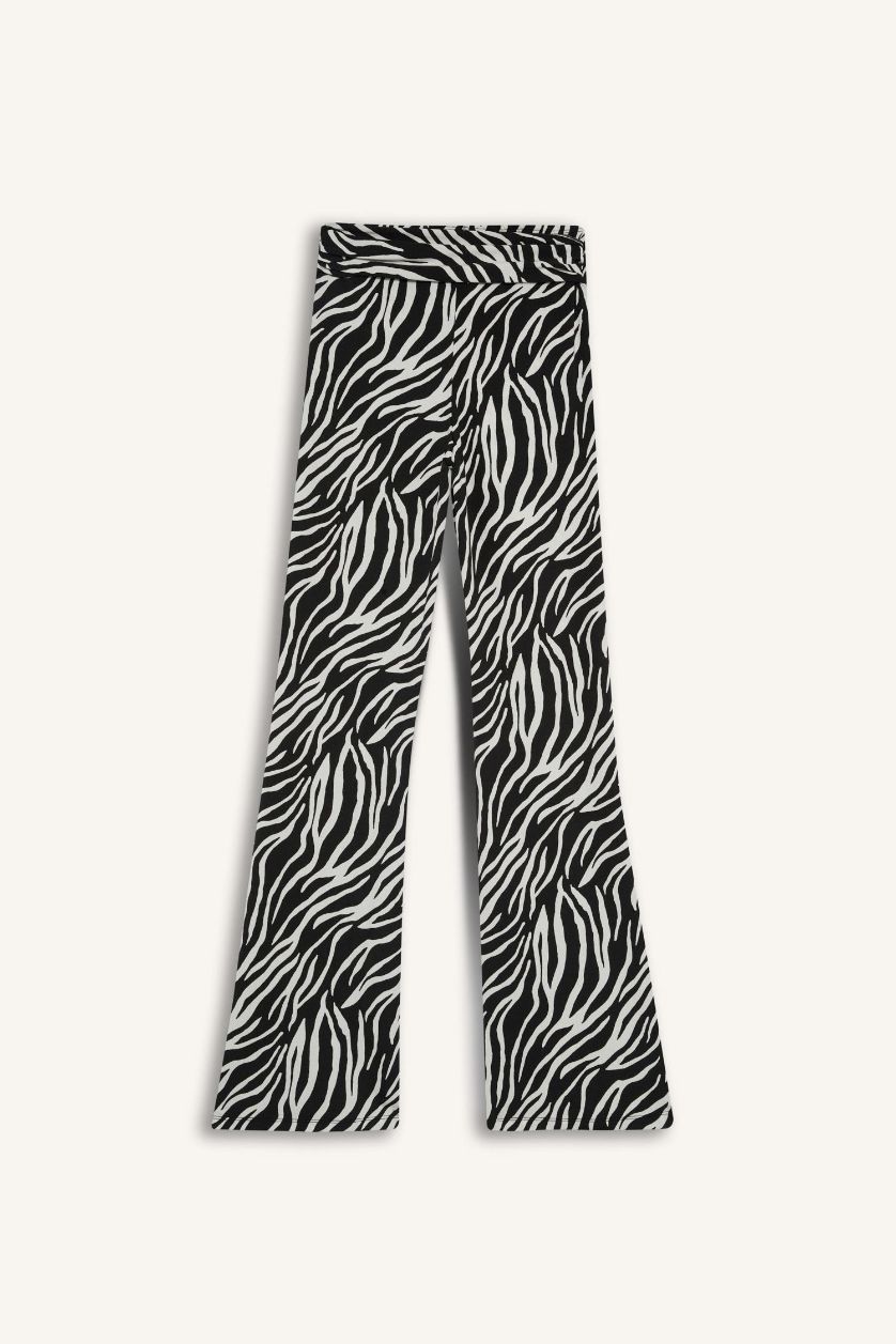 FEMME Noir Pantalon évasé imprimé zèbre Coupe ajustée