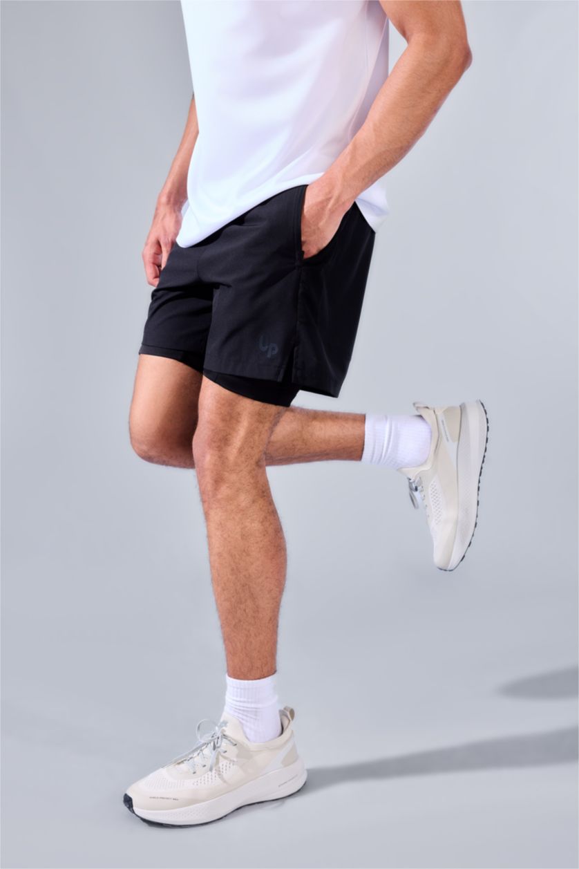 رجال أسود Standard Fit Sports Shorts