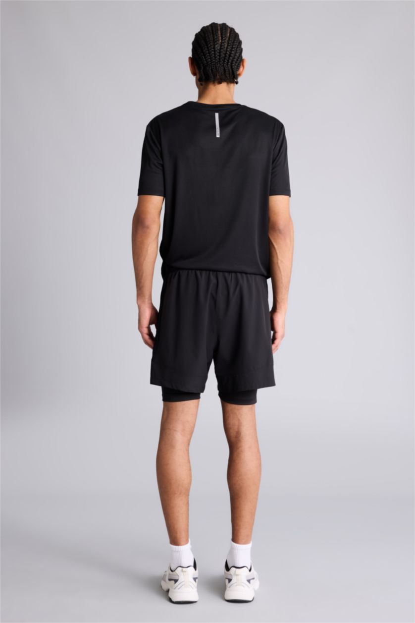 MAN Black Standard Fit Sports Shorts