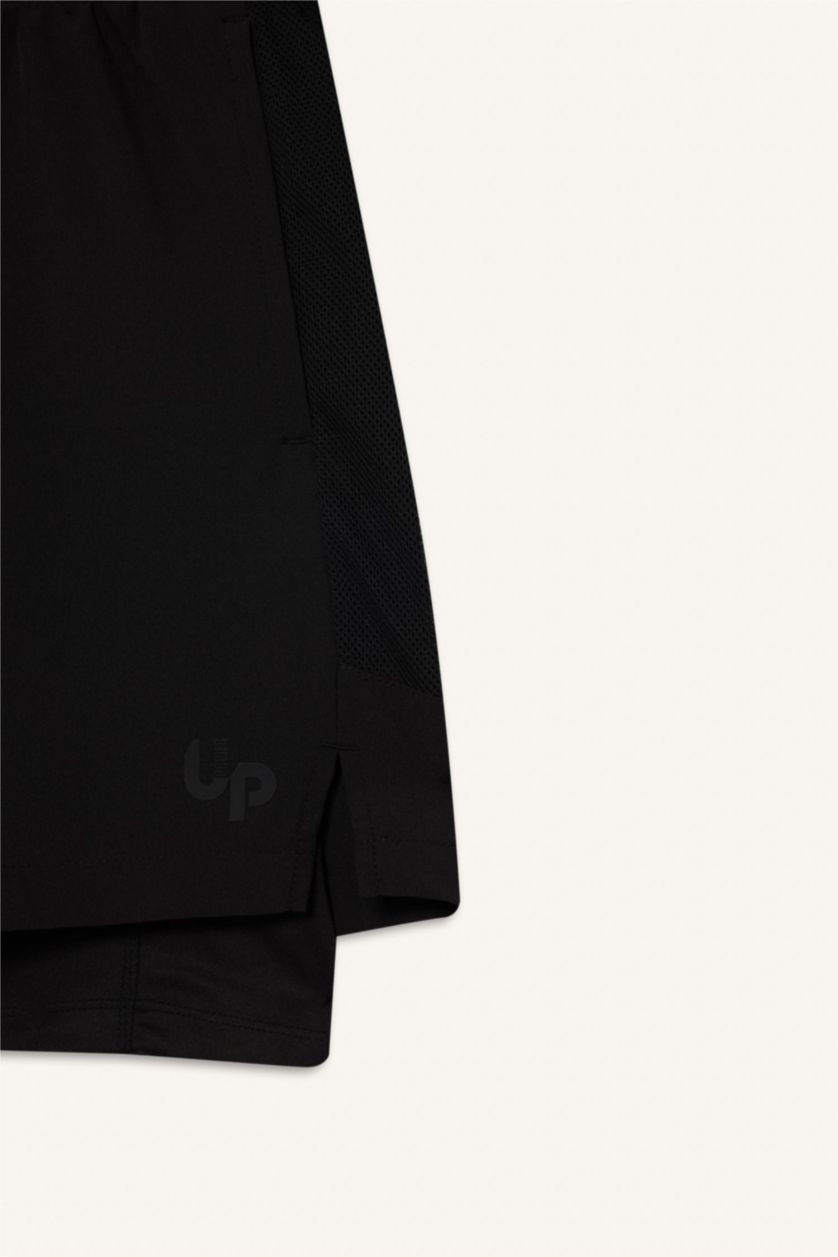 MAN Black Standard Fit Sports Shorts