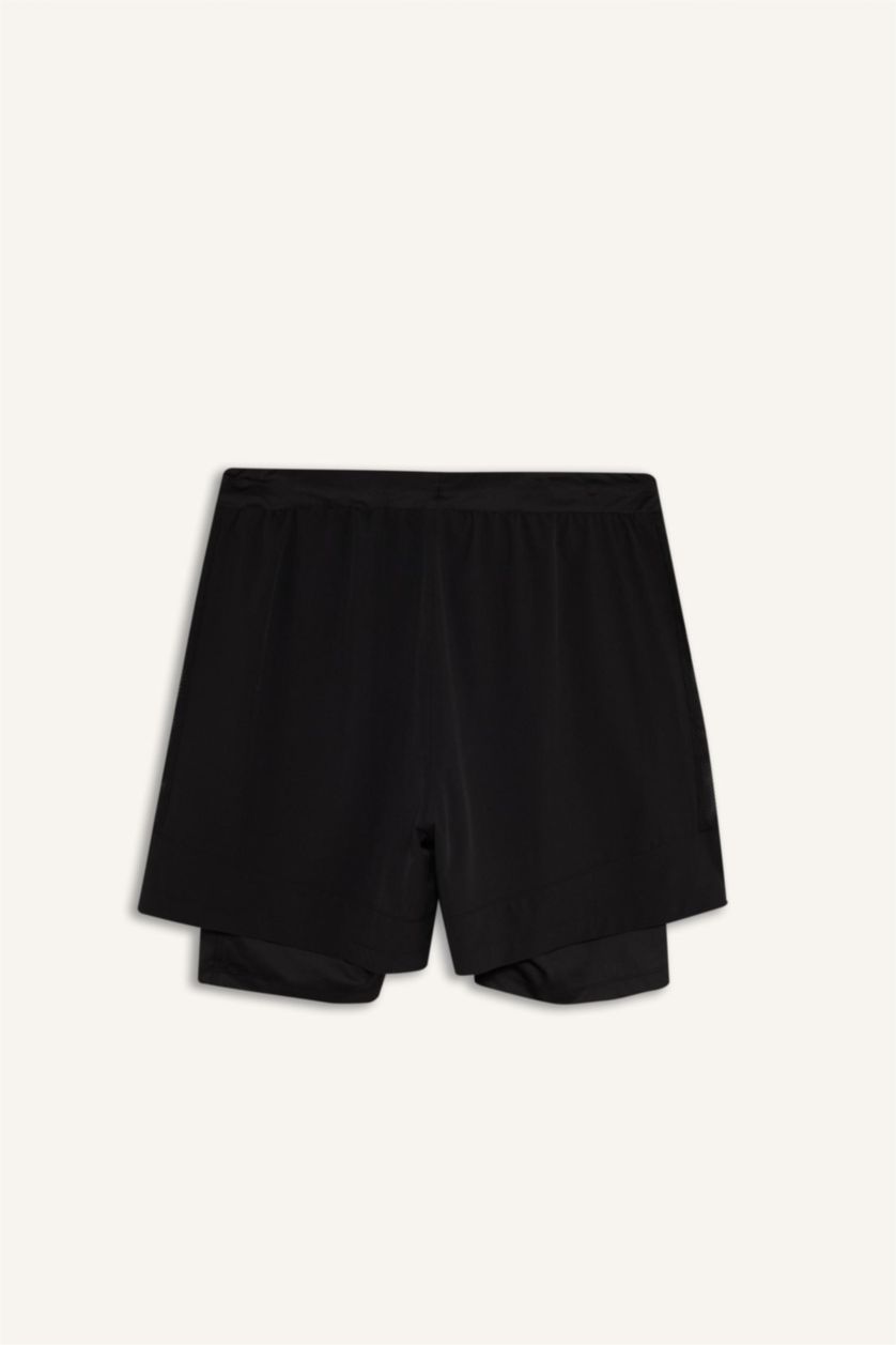 MAN Black Standard Fit Sports Shorts