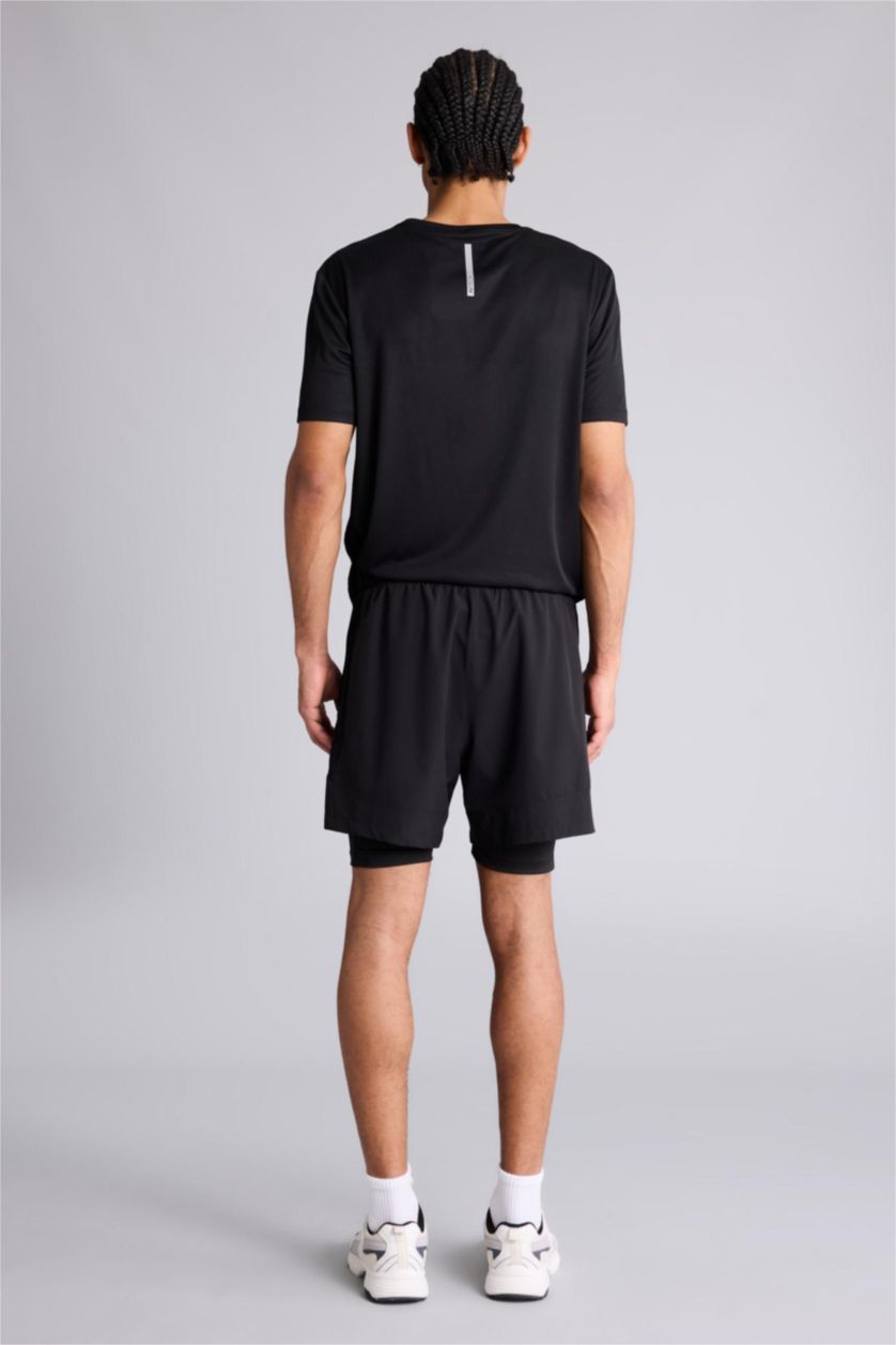 رجال أسود Standard Fit Sports Shorts