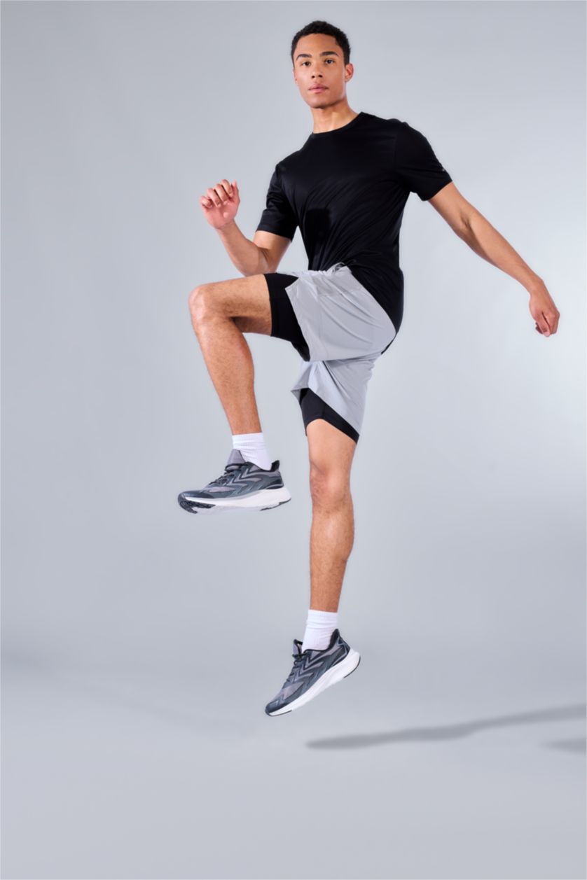 Men Light Grey Standard Fit Sports Shorts