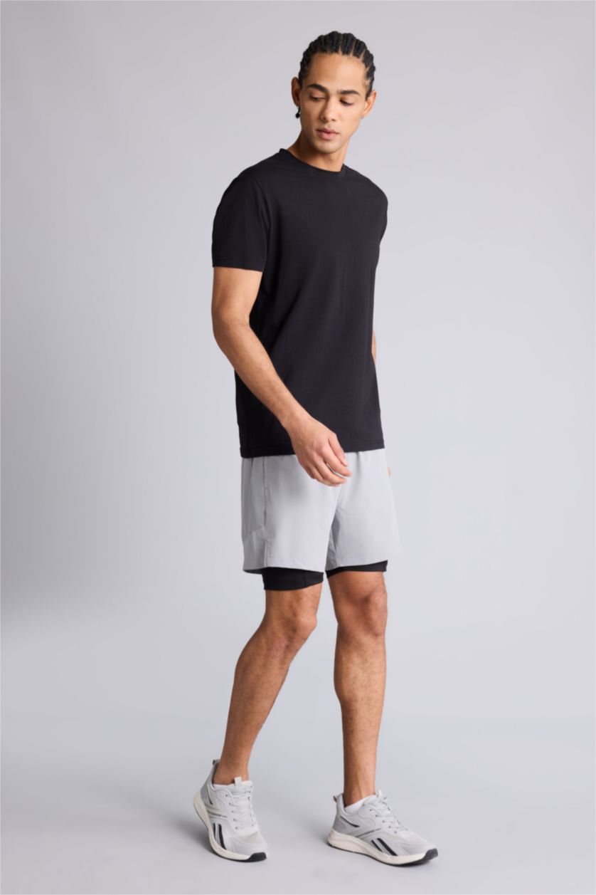 MAN Light Grey Standard Fit Sports Shorts