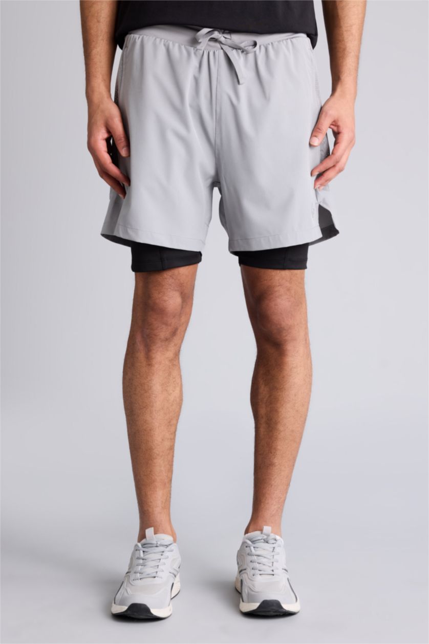 MAN Light Grey Standard Fit Sports Shorts