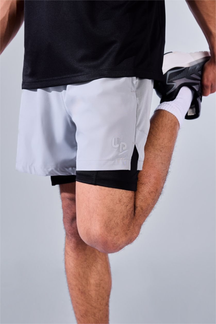 Men Light Grey Standard Fit Sports Shorts