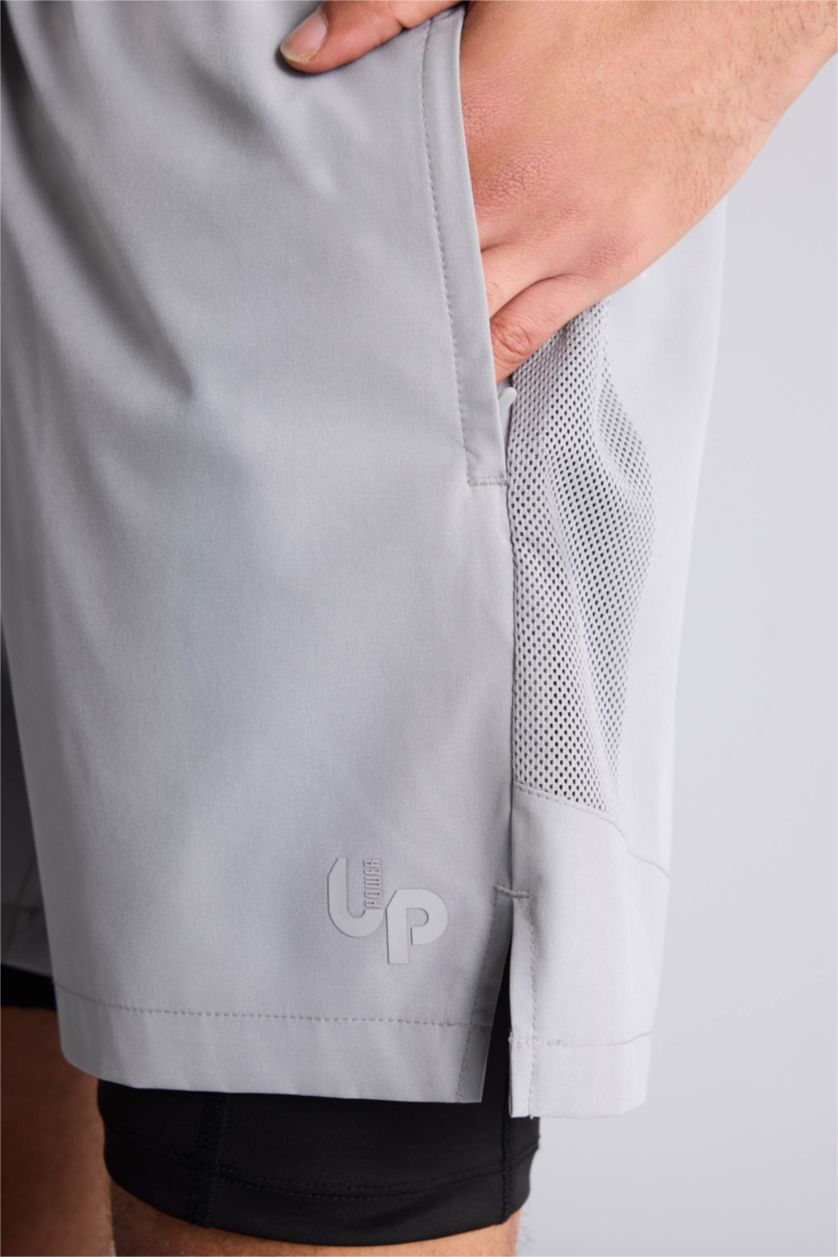 MAN Light Grey Standard Fit Sports Shorts