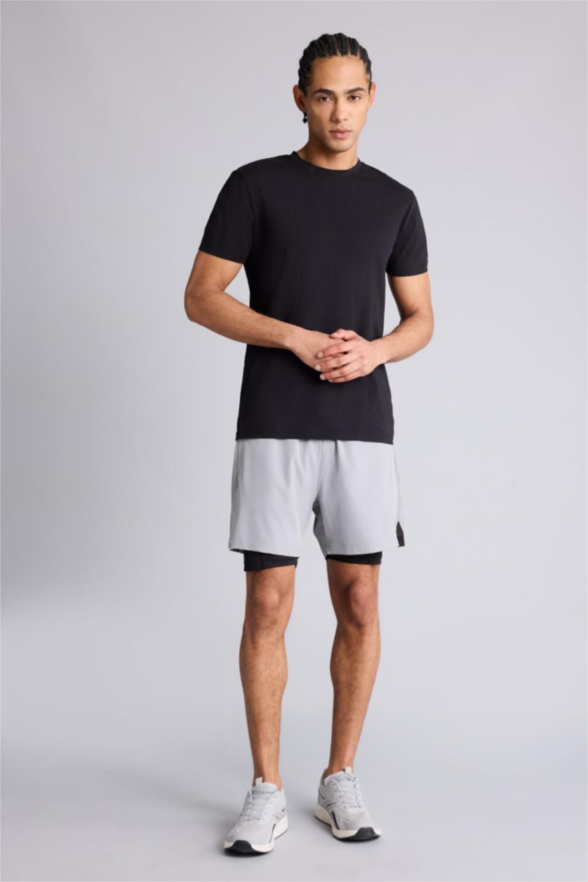 Men Light Grey Standard Fit Sports Shorts