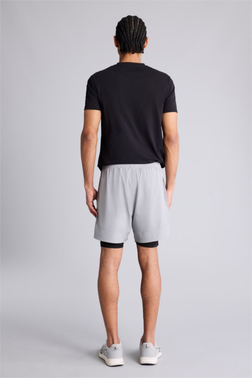MAN Light Grey Standard Fit Sports Shorts