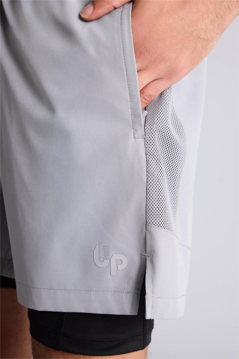 Men Light Grey Standard Fit Sports Shorts