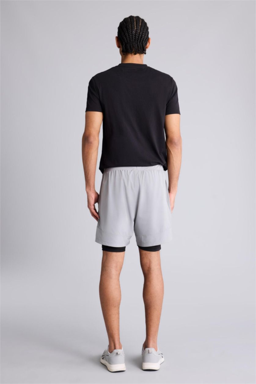 Men Light Grey Standard Fit Sports Shorts