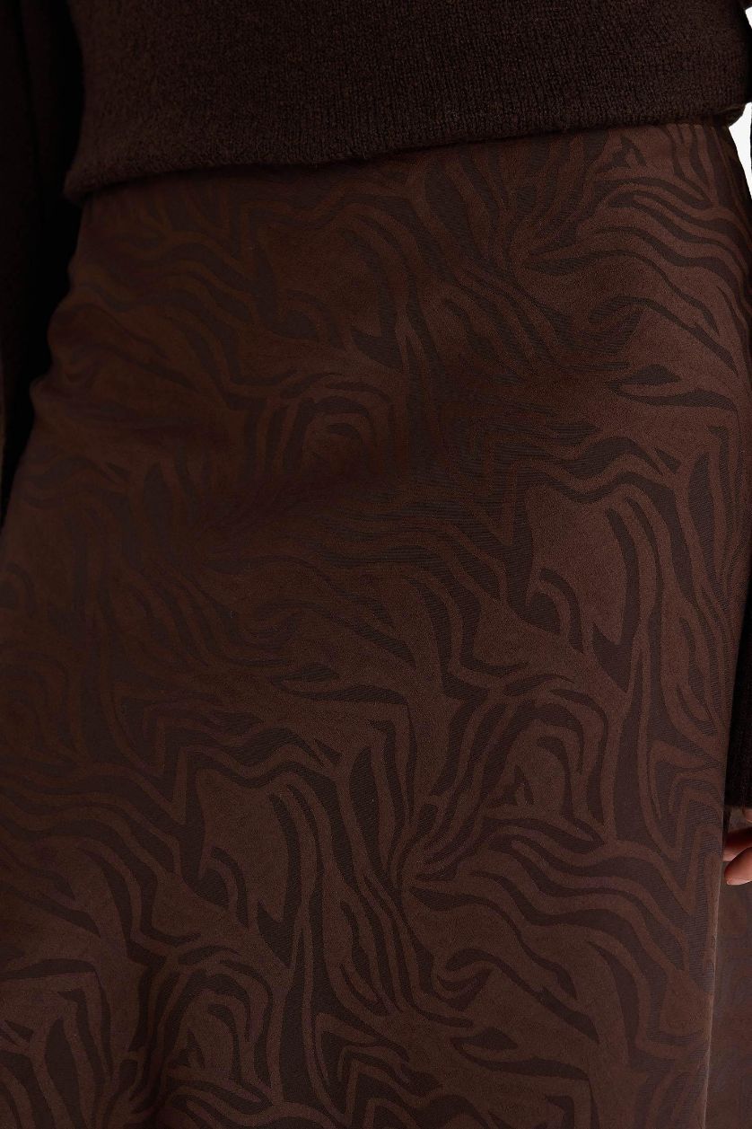 FEMME Marron Jupe en satin mi-longue trapèze taille normale