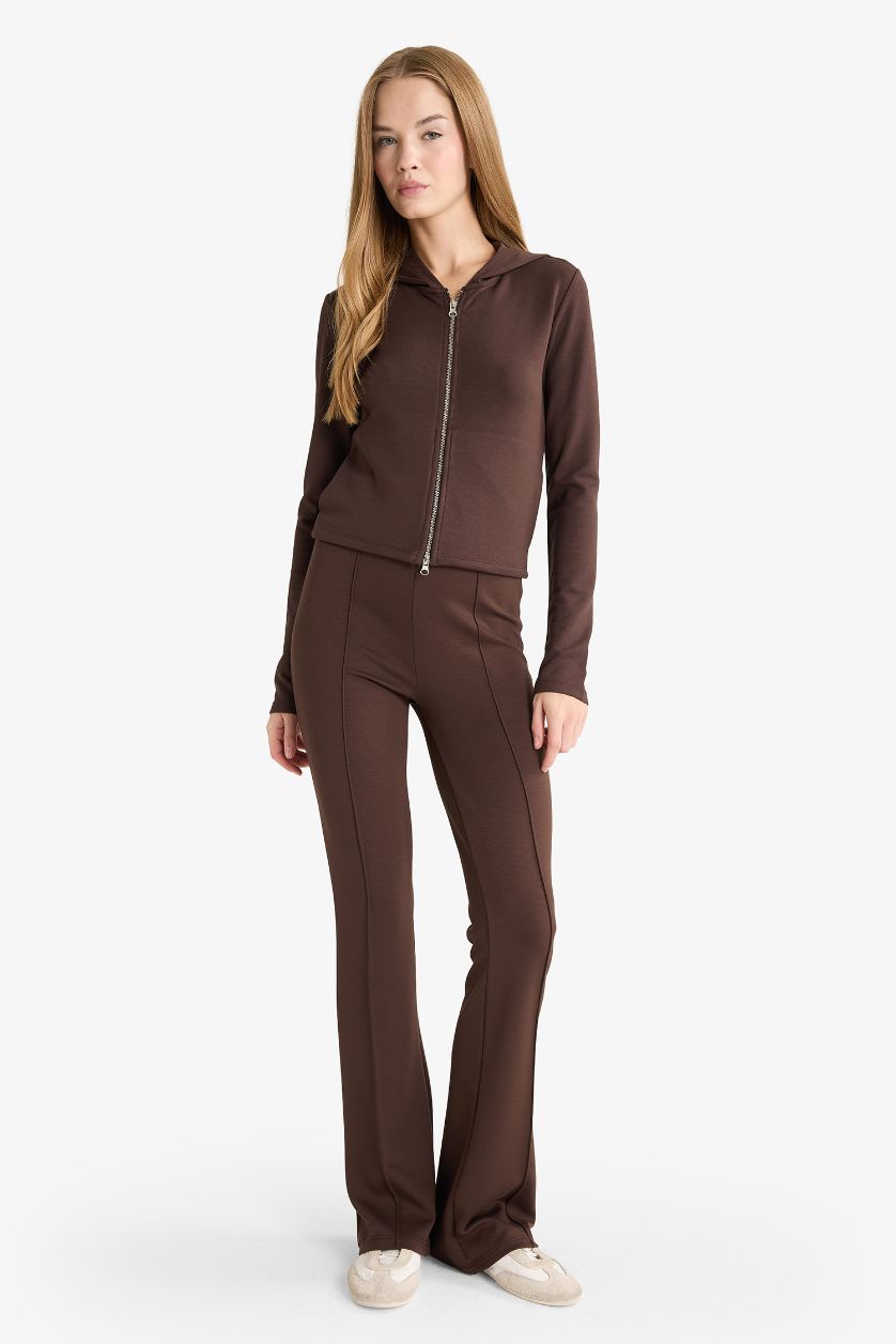 Kadın Kahve Flare Fıt Modal Pantolon