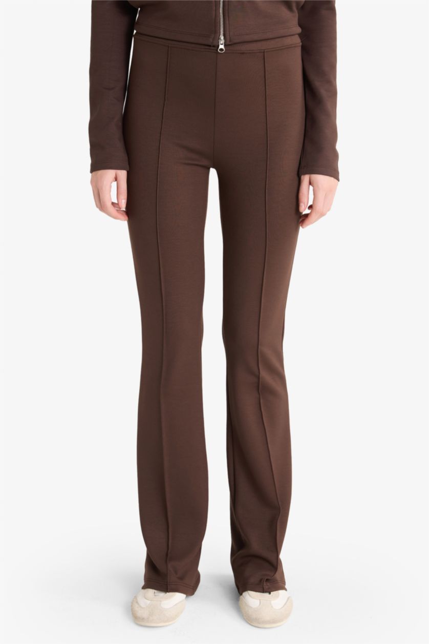 Kadın Kahve Flare Fıt Modal Pantolon