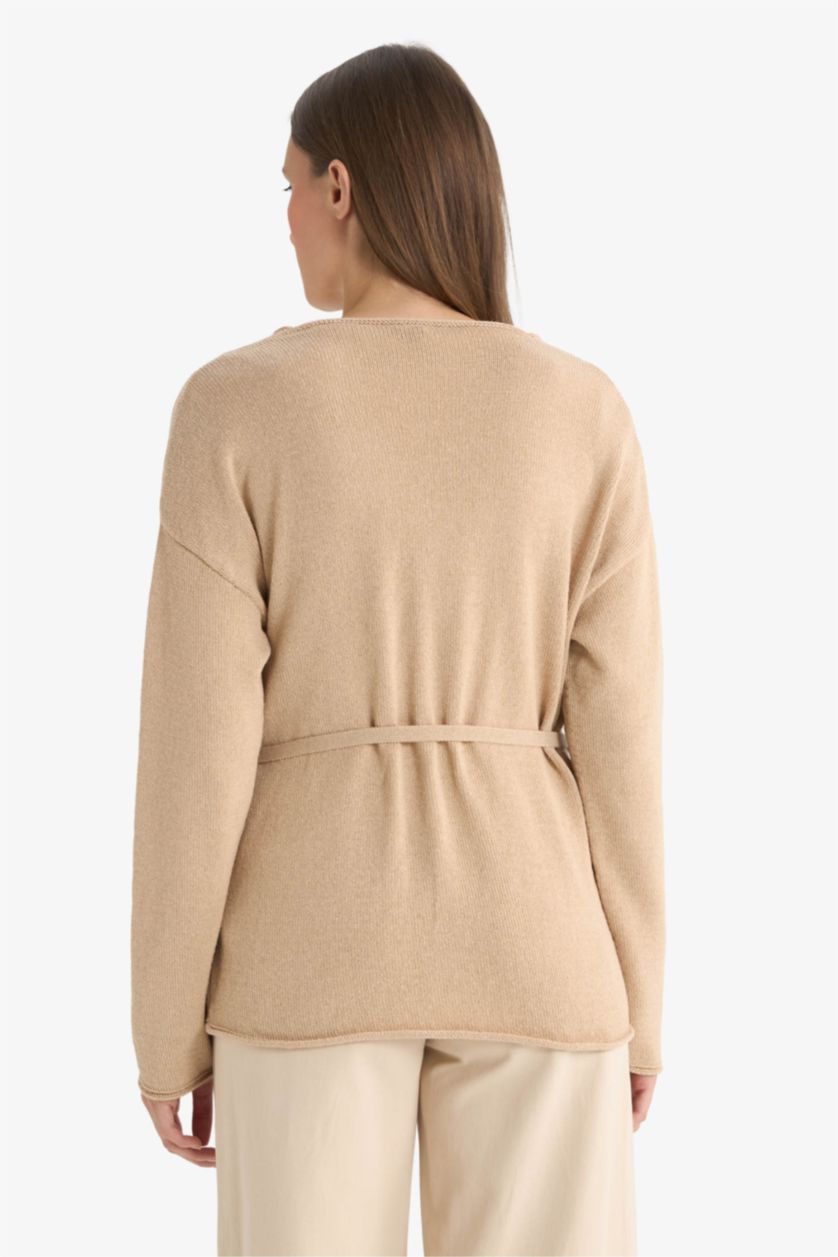 Kadın Taş Regular Fıt V Yaka Triko Hırka