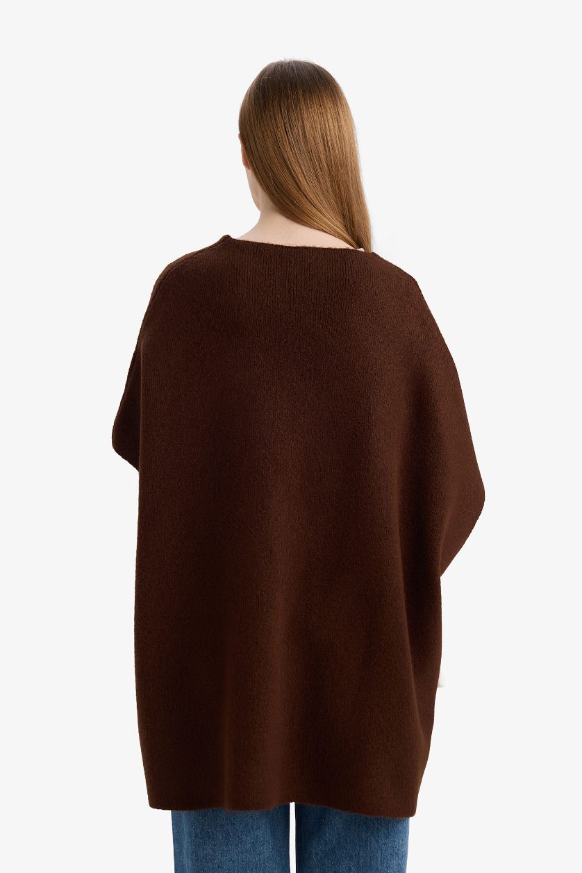 Kadın Kahve Relax Fıt V Yaka Triko Hırka