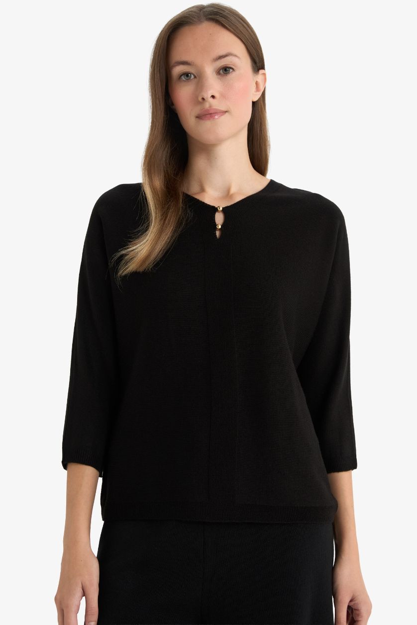 WOMAN Black V-Neck Knitwear Pullover
