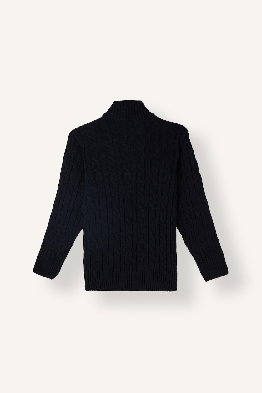 Boys & Teens NAVY Boy Half-Zip Knit Bear Print Pullover