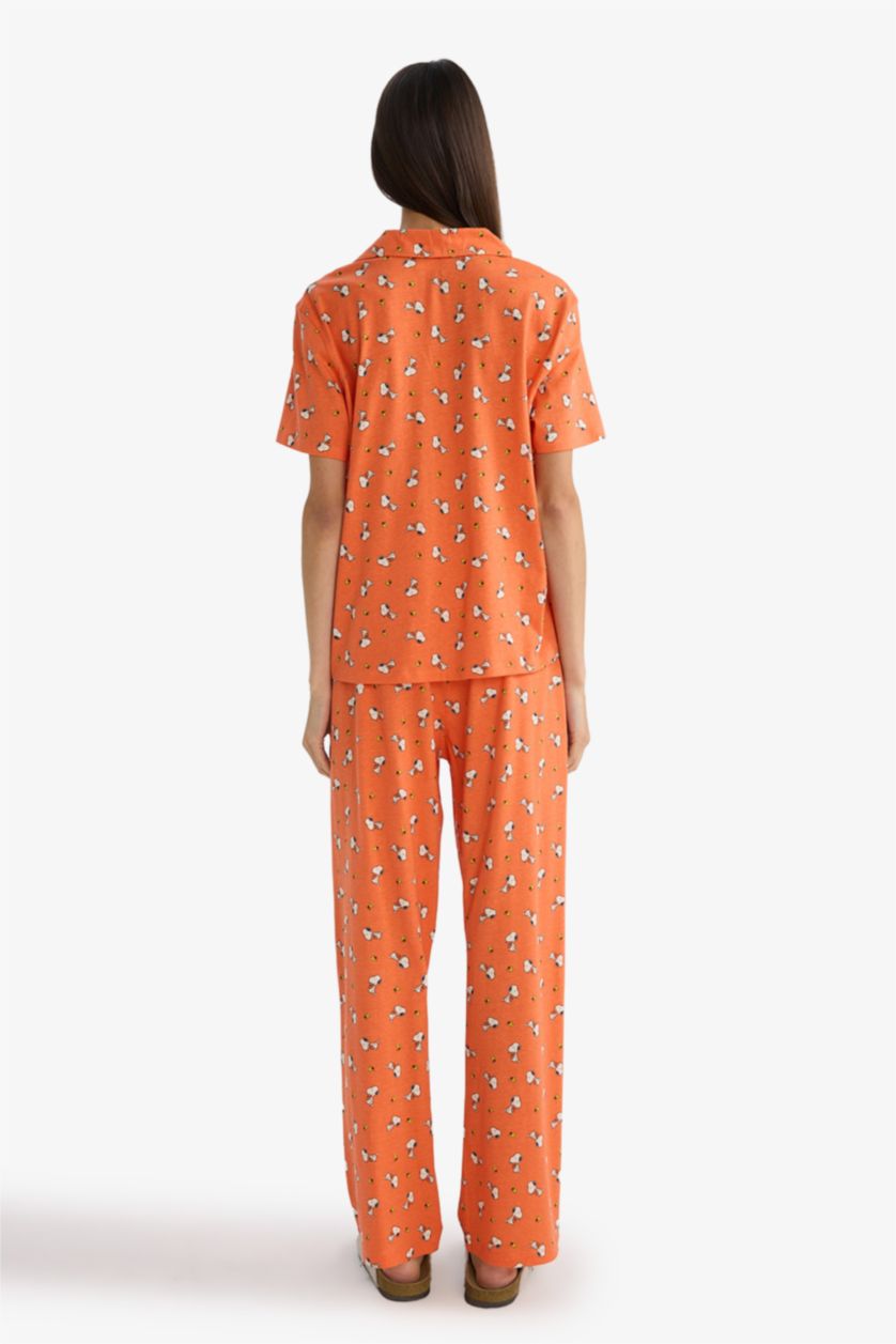 Женщины Оранжевый Комплект из 2 предметов Snoopy Regular Fit с коротким рукавом