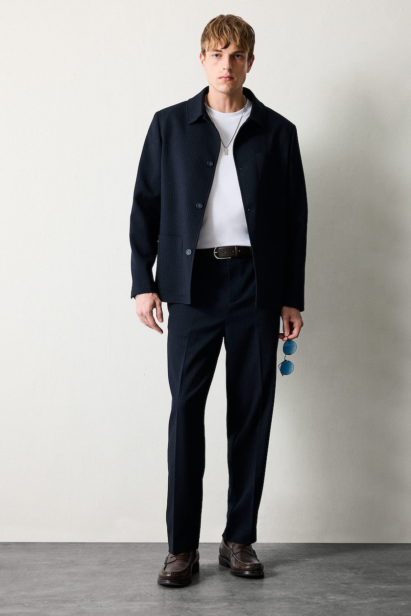 MAN NAVY Regular Fit Normal Waist Straight Leg Classic Trousers