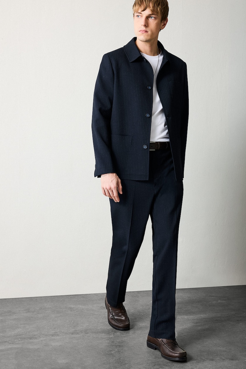 MAN NAVY Regular Fit Normal Waist Straight Leg Classic Trousers