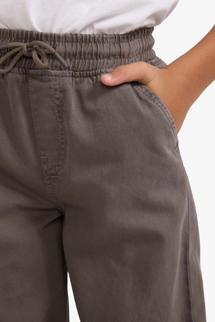 Erkek Çocuk - Genç Erkek Açık Kahve Baggy Fit Standart Paça Gabardin Pantolon Erkek Çocuk