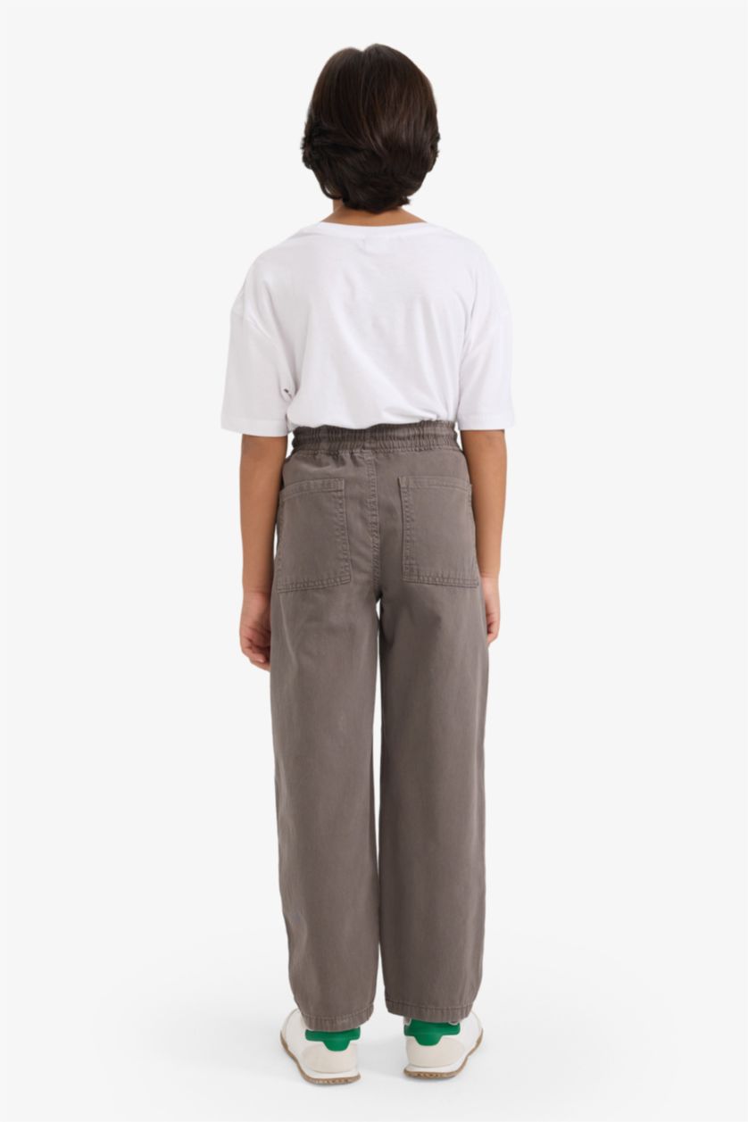 Erkek Çocuk - Genç Erkek Açık Kahve Baggy Fit Standart Paça Gabardin Pantolon Erkek Çocuk