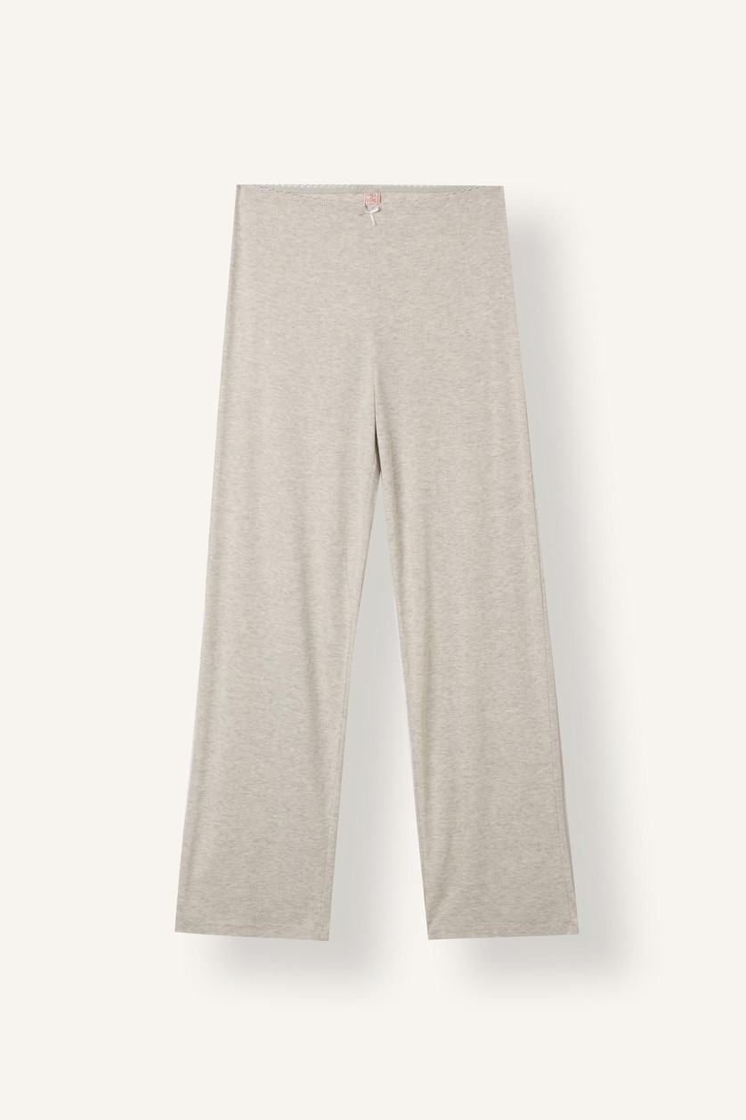 Women Grey Melange Regular Fit Heather Grey Short Sleeve T-Shirt and Pants Pyjama Set