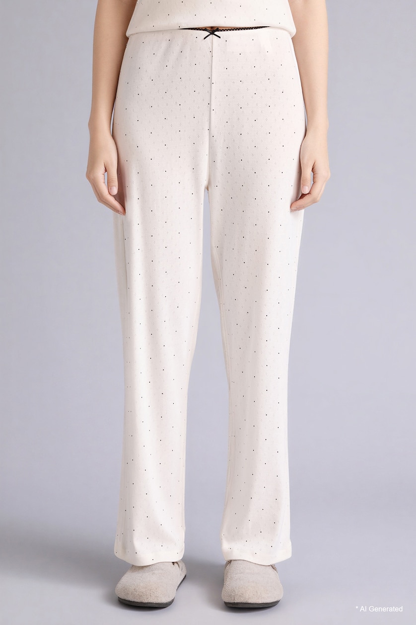 FEMME Écru Ensemble Pyjama T-shirt et Pantalon