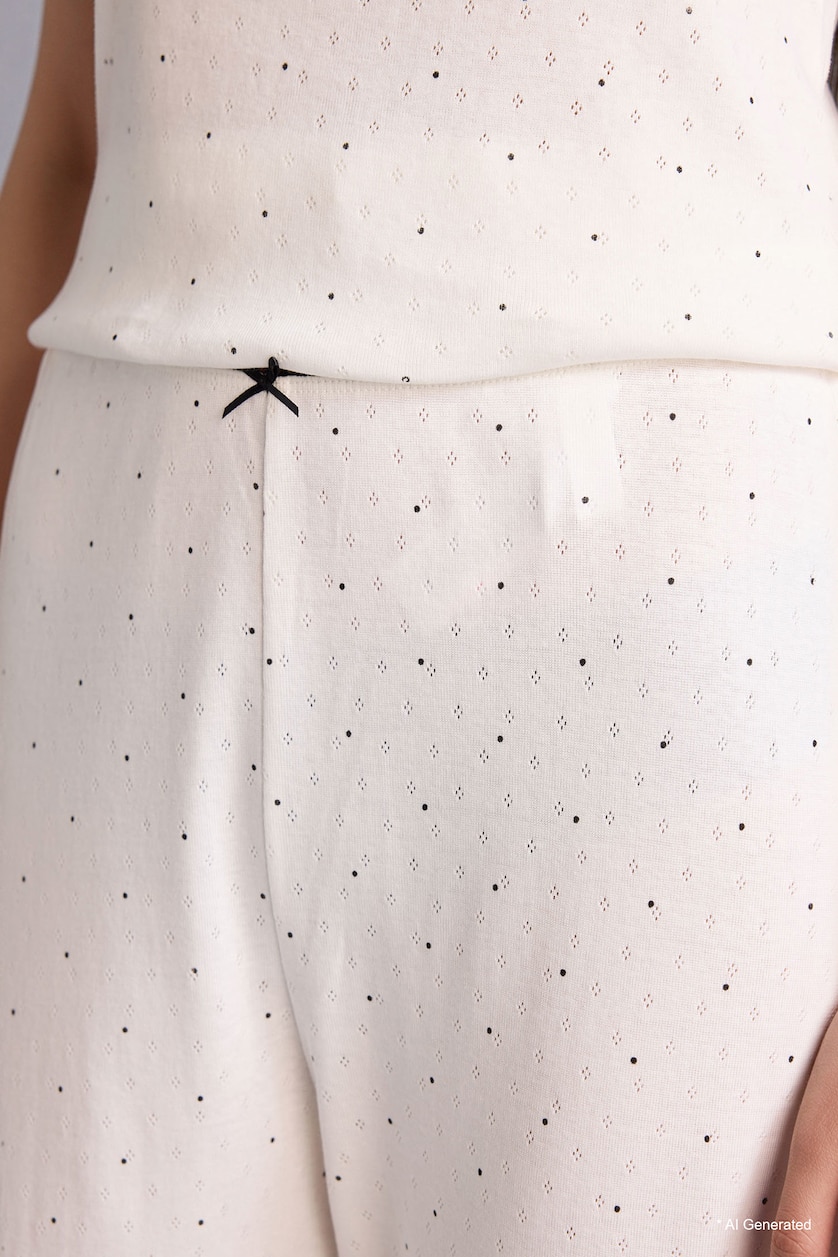 FEMME Écru Ensemble Pyjama T-shirt et Pantalon