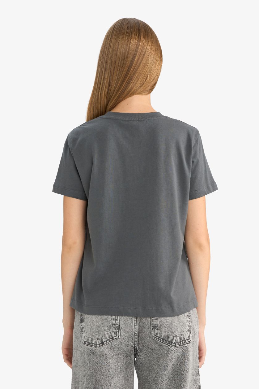 FEMME Anthracite T-shirt à col rond et manches courtes Coupe ample