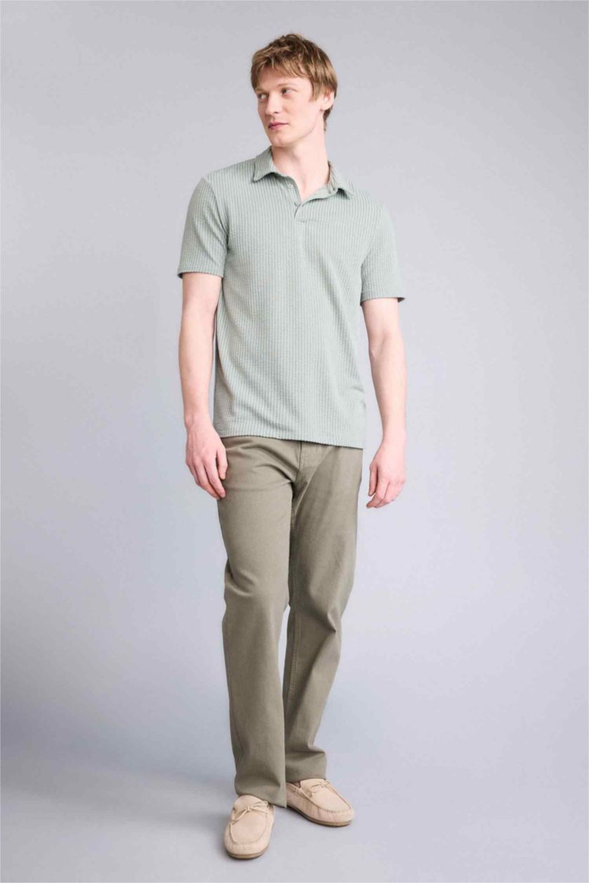 Erkek Haki Standart Fıt Polo Yaka Kısa Kollu Polo Tişört